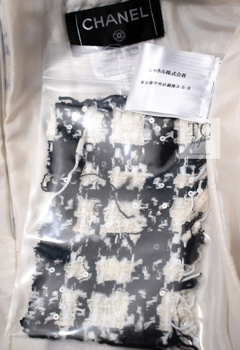 CHANEL 05S White Black Tweed Skirt 36 38 シャネル ホワイト ブラック ツイード スカート 即発