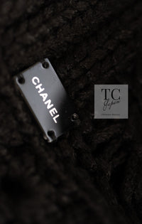 CHANEL 04S Black Crochet Frilled Knit Cardigan 34 36 38 シャネル ブラック クロシェ フリル ニット カーディガン 即発