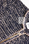 CHANEL 11S Navy Blue Beige CC Logo Chain Knit Cardigan 42 シャネル ネイビー ベージュ CCロゴ チェーン ニット カーディガン 即発