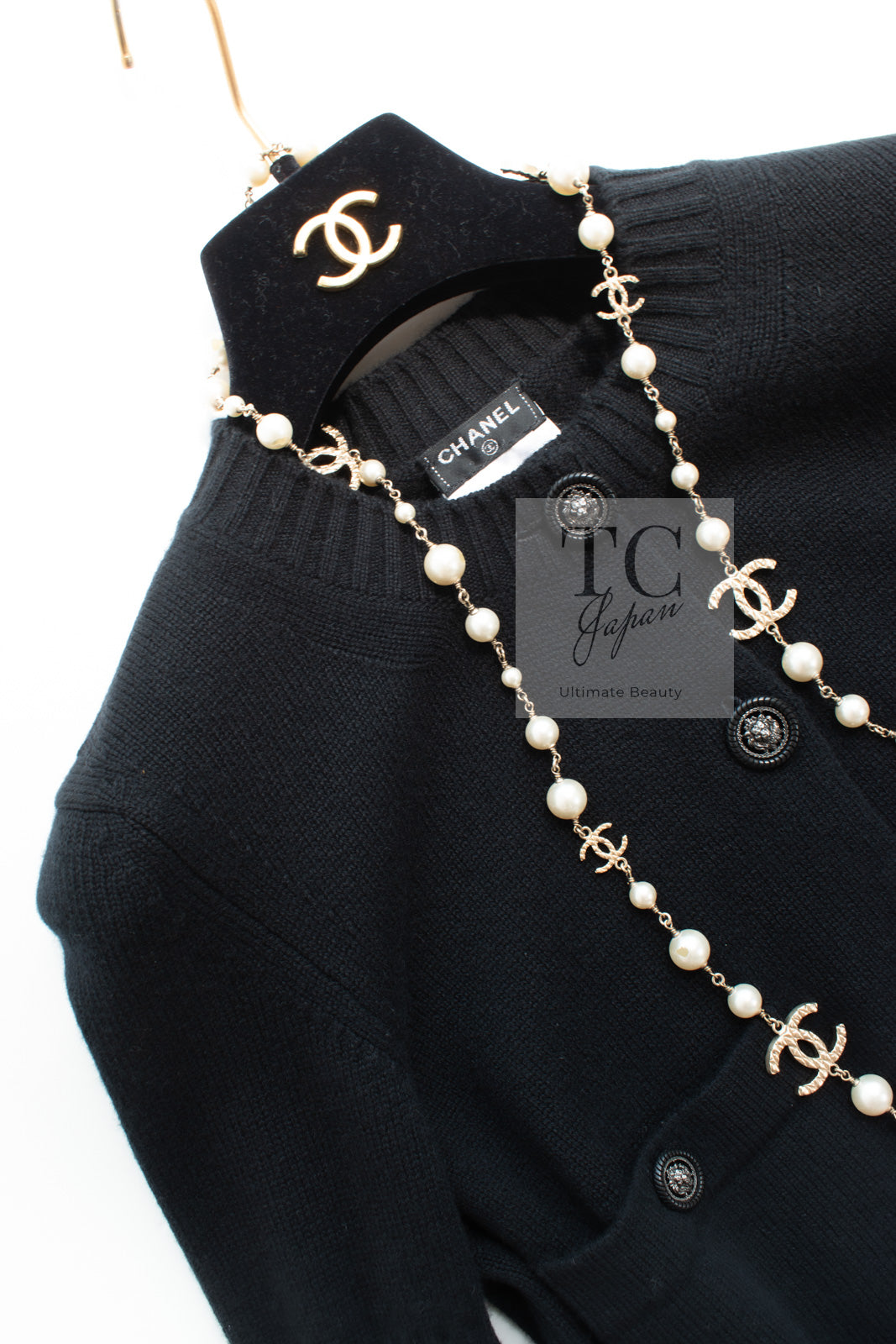 シャネル カーディガン CHANEL ブラック カシミア100% CCロゴ