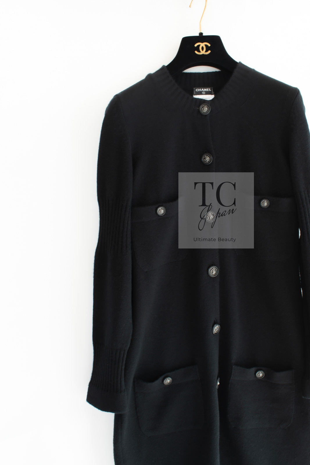 シャネル カーディガン CHANEL ブラック カシミア100% CCロゴ