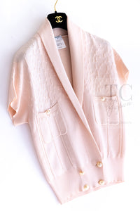 CHANEL 12S Baby Pink CC Logo Buttons Knit Cardigan 36 シャネル ベビー ピンク ココマーク CC ロゴ パール ボタン ニット カーディガン 即発