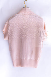 CHANEL 12S Baby Pink CC Logo Buttons Knit Cardigan 36 シャネル ベビー ピンク ココマーク CC ロゴ パール ボタン ニット カーディガン 即発