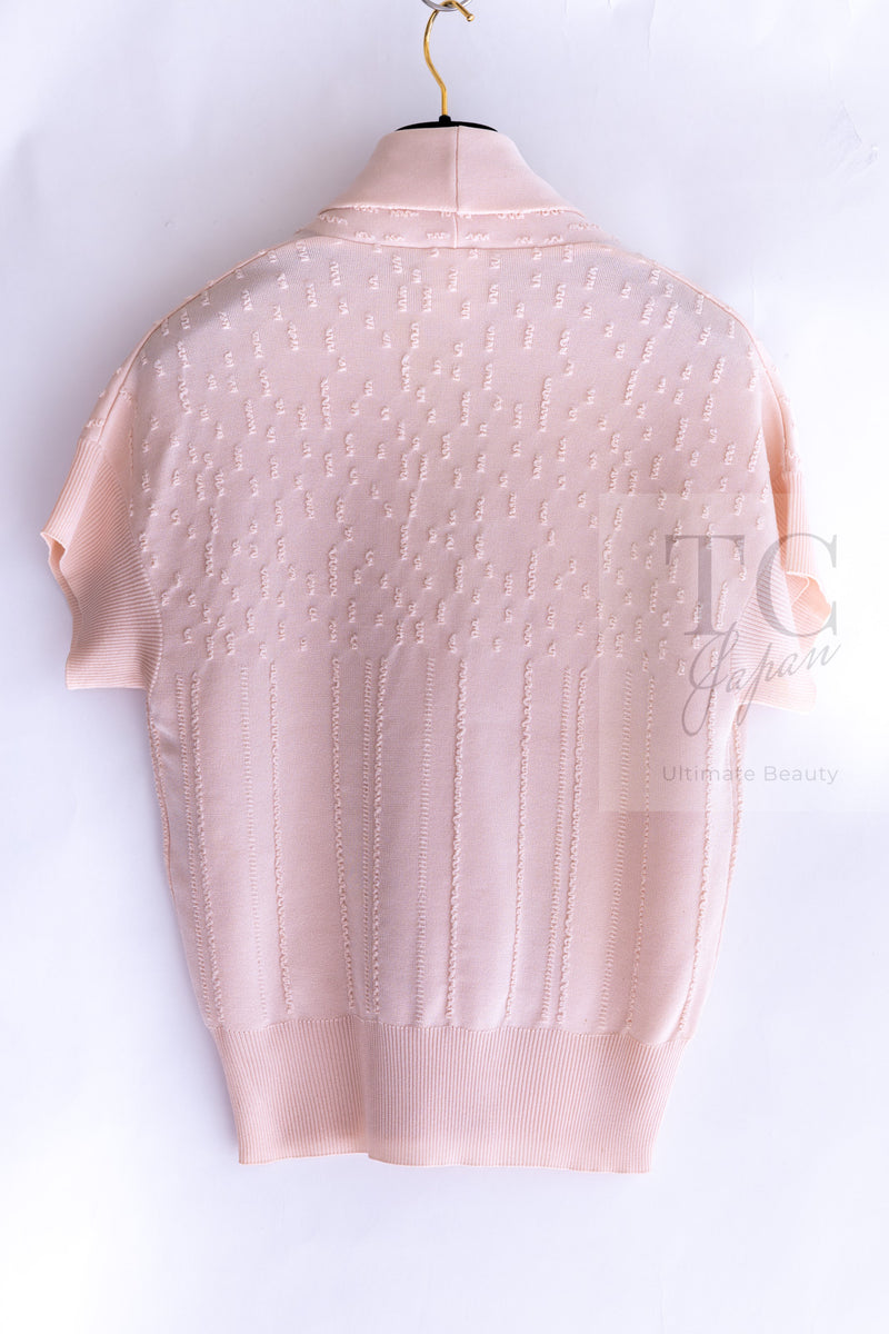 CHANEL 12S Baby Pink CC Logo Buttons Knit Cardigan 36 シャネル ベビー ピンク ココマーク CC ロゴ パール ボタン ニット カーディガン 即発