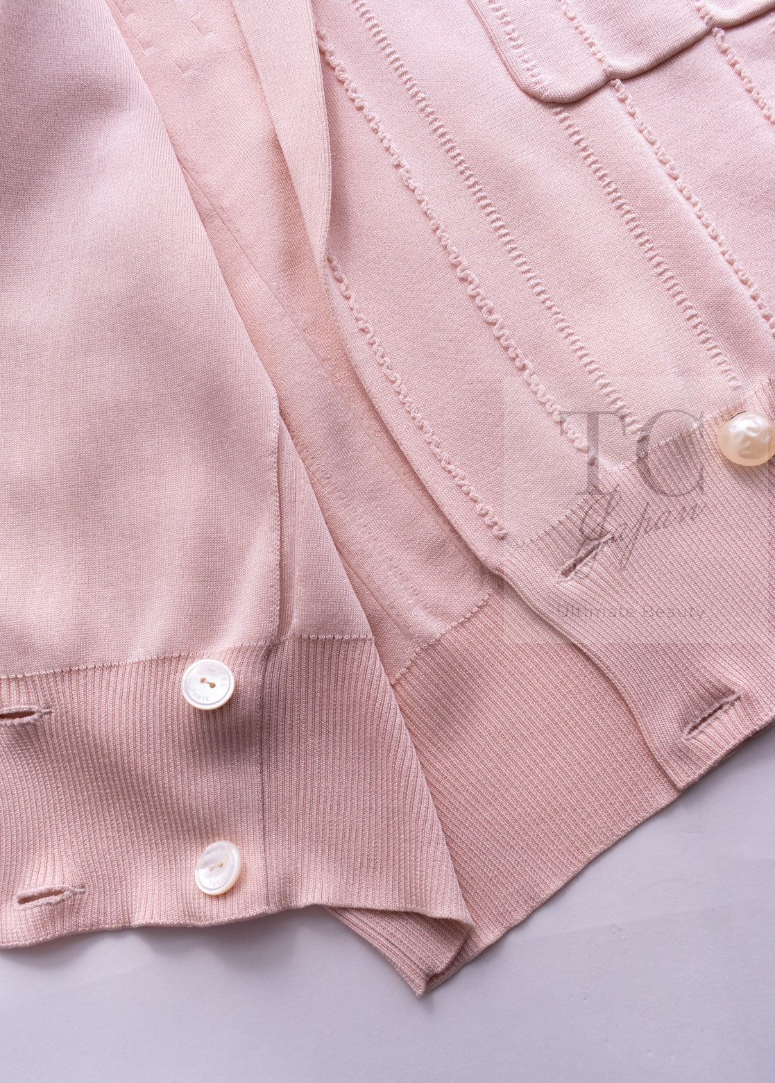 CHANEL 12S Baby Pink CC Logo Buttons Knit Cardigan 36 シャネル ベビー ピンク ココマーク CC ロゴ パール ボタン ニット カーディガン 即発