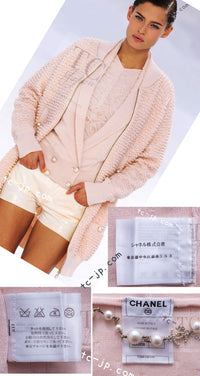 CHANEL 12S Baby Pink CC Logo Buttons Knit Cardigan 36 シャネル ベビー ピンク ココマーク CC ロゴ パール ボタン ニット カーディガン 即発
