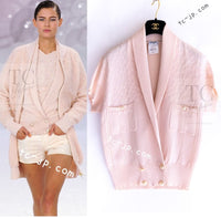 CHANEL 12S Baby Pink CC Logo Buttons Knit Cardigan 36 シャネル ベビー ピンク ココマーク CC ロゴ パール ボタン ニット カーディガン 即発
