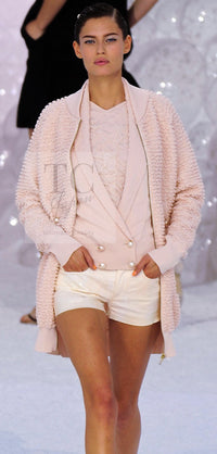 CHANEL 12S Baby Pink CC Logo Buttons Knit Cardigan 36 シャネル ベビー ピンク ココマーク CC ロゴ パール ボタン ニット カーディガン 即発