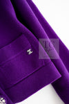 CHANEL 22PF Purple Cashmere Knit Cardigan 38 40 シャネル パープル カシミヤ ビジュー ボタン ニット カーディガン 即発