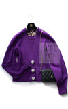 CHANEL 22PF Purple Cashmere Knit Cardigan 38 40 シャネル パープル カシミヤ ビジュー ボタン ニット カーディガン 即発