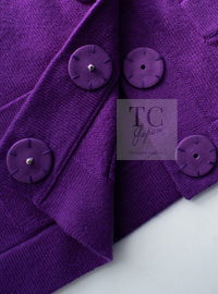 CHANEL 22PF Purple Cashmere Knit Cardigan 38 40 シャネル パープル カシミヤ ビジュー ボタン ニット カーディガン 即発