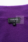 CHANEL 22PF Purple Cashmere Knit Cardigan 38 40 シャネル パープル カシミヤ ビジュー ボタン ニット カーディガン 即発