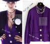 CHANEL 22PF Purple Cashmere Knit Cardigan 38 40 シャネル パープル カシミヤ ビジュー ボタン ニット カーディガン 即発