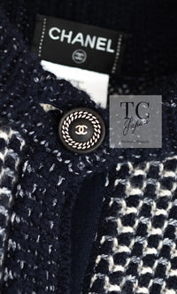 CHANEL 12B Navy Stand Collar Cashmere Silk Knit Coat Long Cardigan 36 38 40 42 シャネル ネイビー スタンド 襟 カシミヤ シルク ニット コート ロング カーディガン 即発