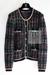 CHANEL 22PF Black Multi Mix Cashmere Virgin Wool Knit Cardigan 38 40 シャネル ブラック マルチ ミックス カシミヤ ヴァージン ウール ニット カーディガン 即発