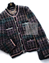 CHANEL 22PF Black Multi Mix Cashmere Virgin Wool Knit Cardigan 38 40 シャネル ブラック マルチ ミックス カシミヤ ヴァージン ウール ニット カーディガン 即発