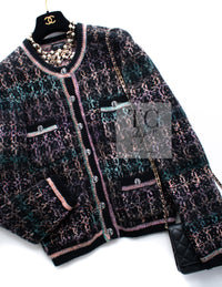 CHANEL 22PF Black Multi Mix Cashmere Virgin Wool Knit Cardigan 38 40 シャネル ブラック マルチ ミックス カシミヤ ヴァージン ウール ニット カーディガン 即発