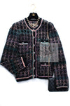 CHANEL 22PF Black Multi Mix Cashmere Virgin Wool Knit Cardigan 38 40 シャネル ブラック マルチ ミックス カシミヤ ヴァージン ウール ニット カーディガン 即発