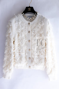 CHANEL 21S Ivory 5 Logo Buttons Cotton Cardigan 40 シャネル アイボリー 5 ロゴ ボタン コットン カーディガン 即発