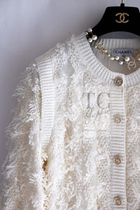 CHANEL 21S Ivory 5 Logo Buttons Cotton Cardigan 40 シャネル アイボリー 5 ロゴ ボタン コットン カーディガン 即発