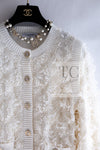 CHANEL 21S Ivory 5 Logo Buttons Cotton Cardigan 40 シャネル アイボリー 5 ロゴ ボタン コットン カーディガン 即発