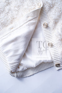 CHANEL 21S Ivory 5 Logo Buttons Cotton Cardigan 40 シャネル アイボリー 5 ロゴ ボタン コットン カーディガン 即発