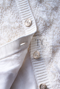 CHANEL 21S Ivory 5 Logo Buttons Cotton Cardigan 40 シャネル アイボリー 5 ロゴ ボタン コットン カーディガン 即発