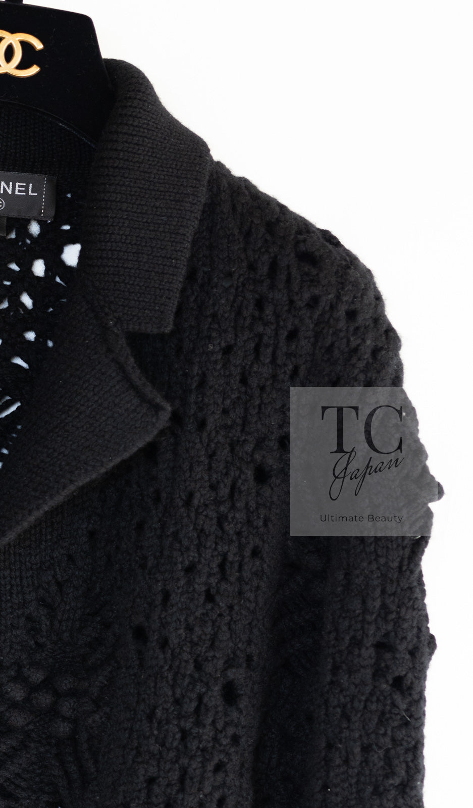 CHANEL 22C black cashmere women's cardigan / シャネル レディース ブラック カシミヤ カーディガン
