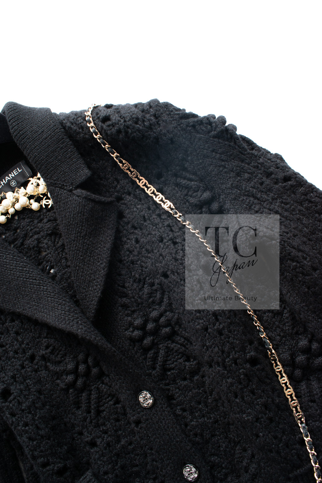 CHANEL 22C black cashmere women's cardigan / シャネル レディース ブラック カシミヤ カーディガン