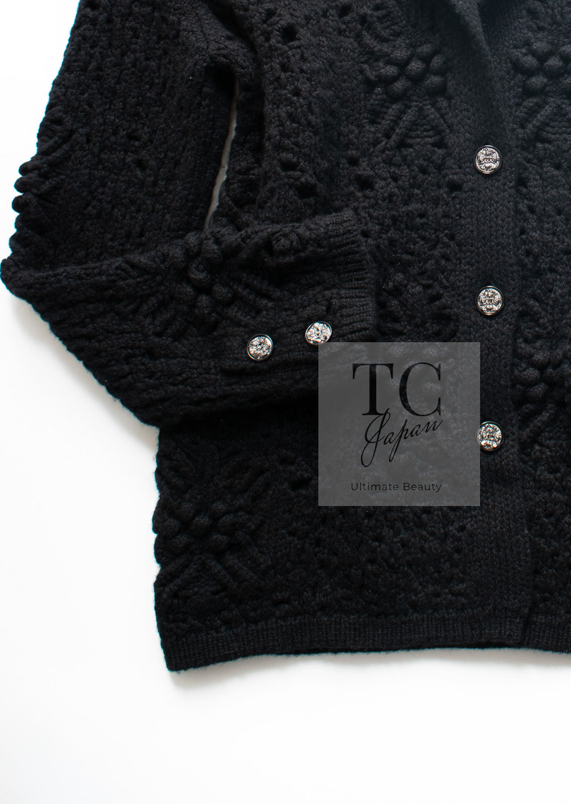 CHANEL 22C black cashmere women's cardigan / シャネル レディース ブラック カシミヤ カーディガン