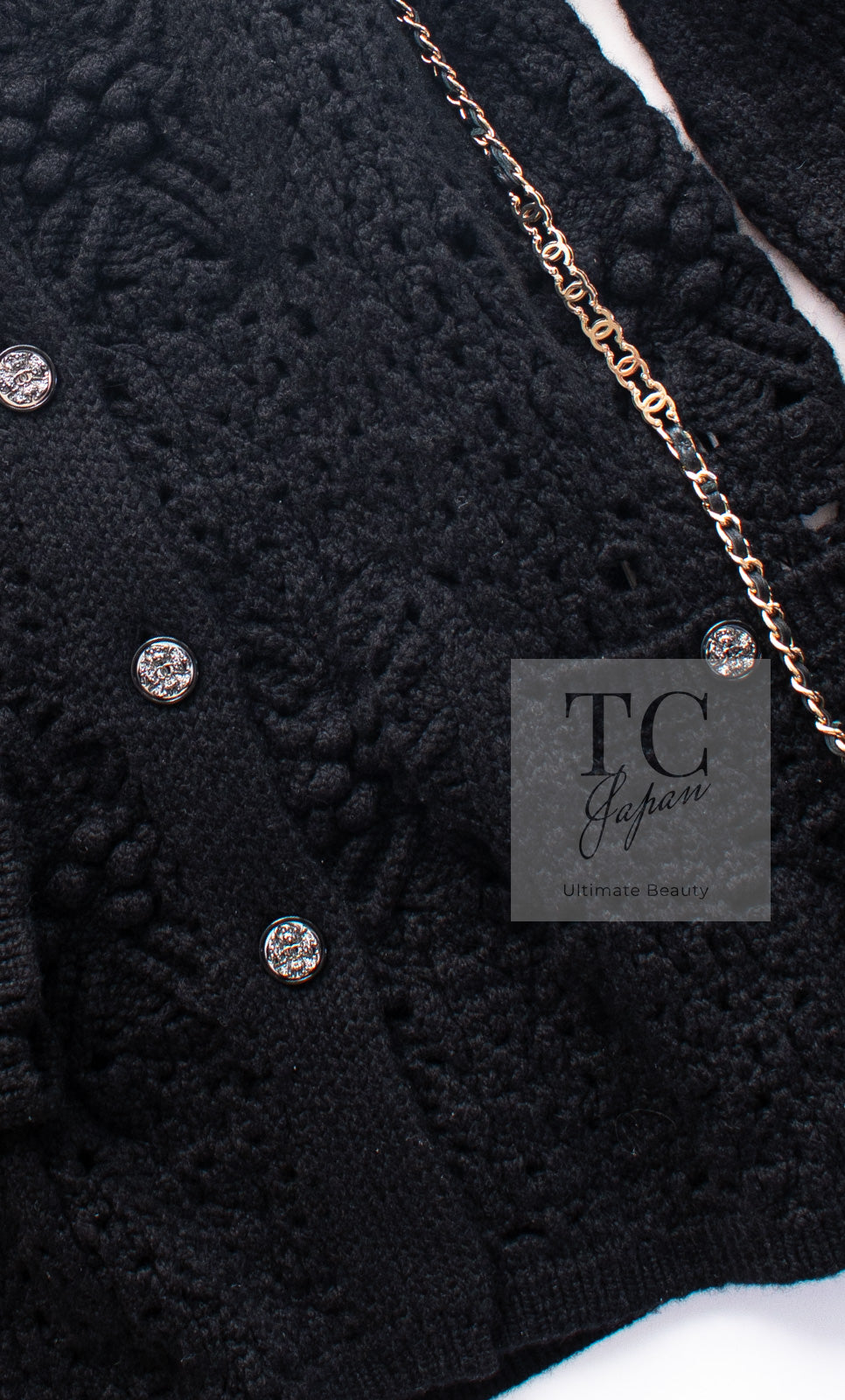 CHANEL 22C black cashmere women's cardigan / シャネル レディース ブラック カシミヤ カーディガン