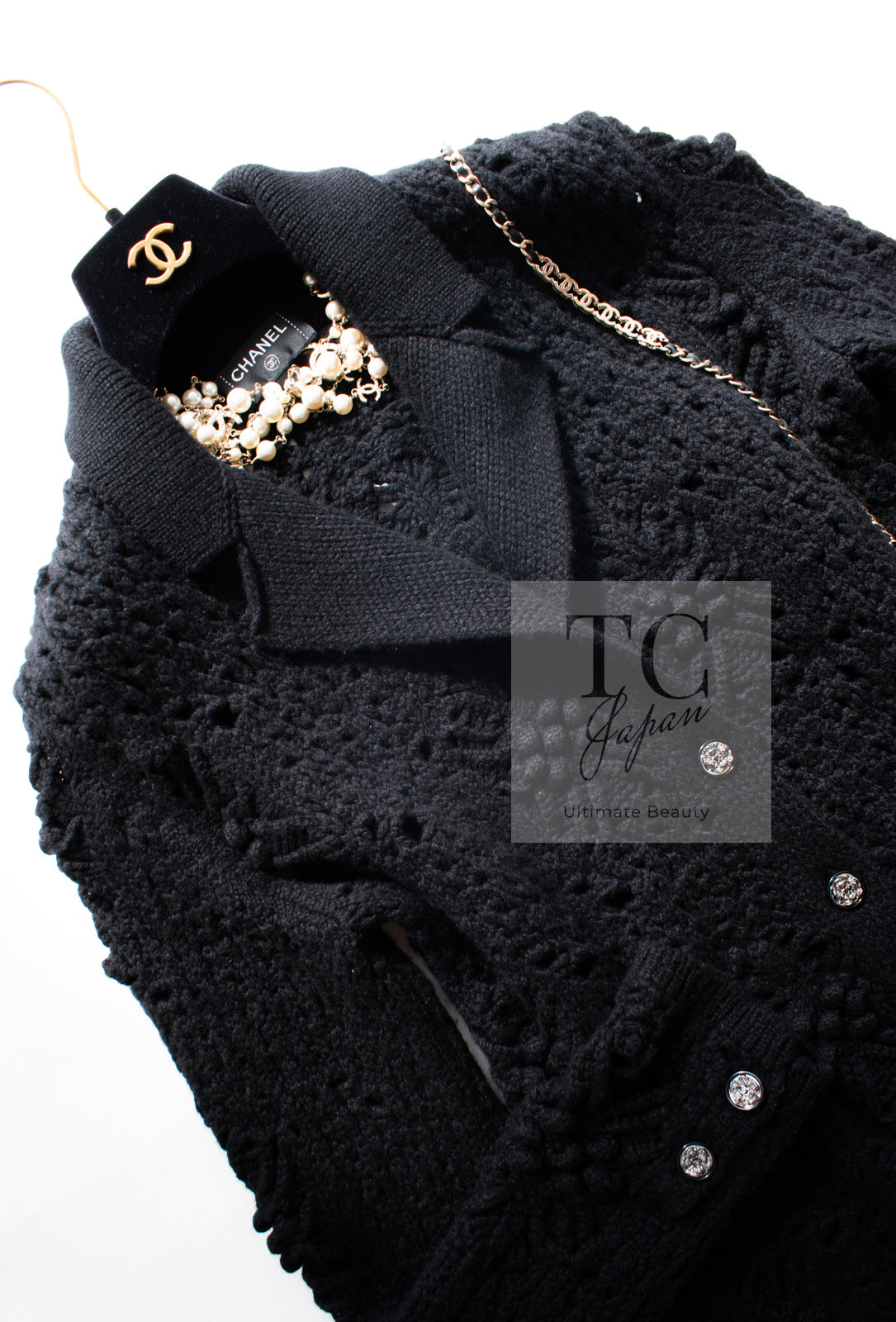 CHANEL 22C black cashmere women's cardigan / シャネル レディース ブラック カシミヤ カーディガン