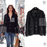 CHANEL 22C black cashmere women's cardigan / シャネル レディース ブラック カシミヤ カーディガン