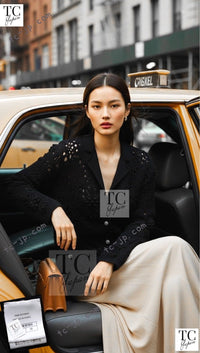CHANEL 22C black cashmere women's cardigan / シャネル レディース ブラック カシミヤ カーディガン
