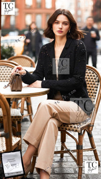 CHANEL 22C black cashmere women's cardigan / シャネル レディース ブラック カシミヤ カーディガン