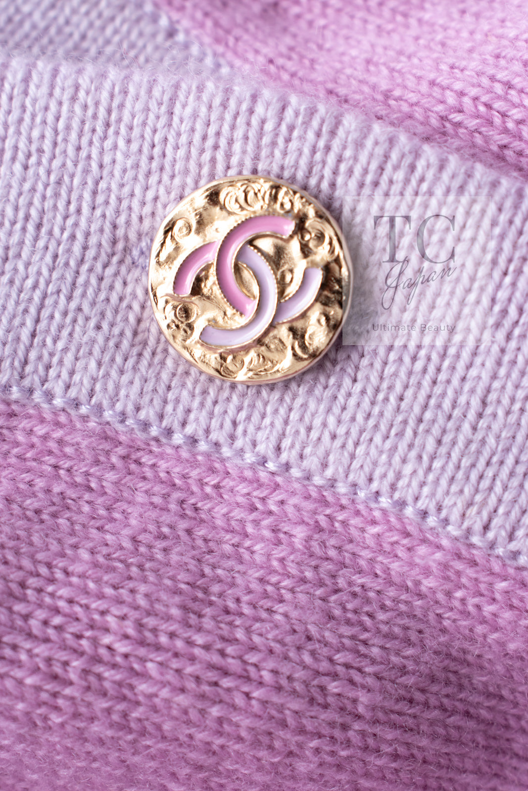 シャネル カーディガン CHANEL パープル ピンク ココ マーク
