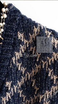 CHANEL 15A Navy Mohair MATELASSE CHUNKY Knit Cardigan 38 40 シャネル ネイビー モヘア マトラッセ 肉厚 ニット カーディガン 即発