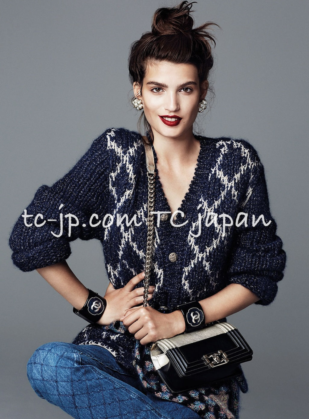 CHANEL 15A Navy Mohair MATELASSE CHUNKY Knit Cardigan 38 40 シャネル ネイビー モヘア マトラッセ 肉厚 ニット カーディガン 即発 - TC JAPAN