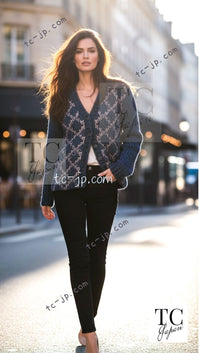 CHANEL 15A Navy Mohair MATELASSE CHUNKY Knit Cardigan 38 40 シャネル ネイビー モヘア マトラッセ 肉厚 ニット カーディガン 即発