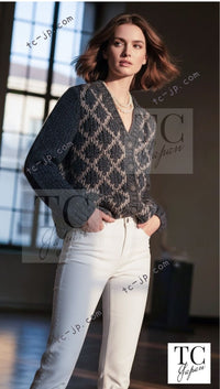 CHANEL 15A Navy Mohair MATELASSE CHUNKY Knit Cardigan 38 40 シャネル ネイビー モヘア マトラッセ 肉厚 ニット カーディガン 即発