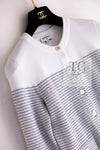 CHANEL 24 COCO Beach White Silver CC Logo Buttons Knit Cardigan 34 シャネル ココビーチ ホワイト シルバー ココ マーク ボタン ニット カーディガン 即発