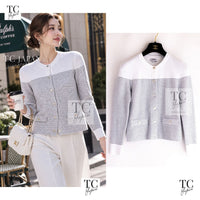 CHANEL 2024 24 COCO Beach White Silver CC Logo Buttons Knit Cardigan 1