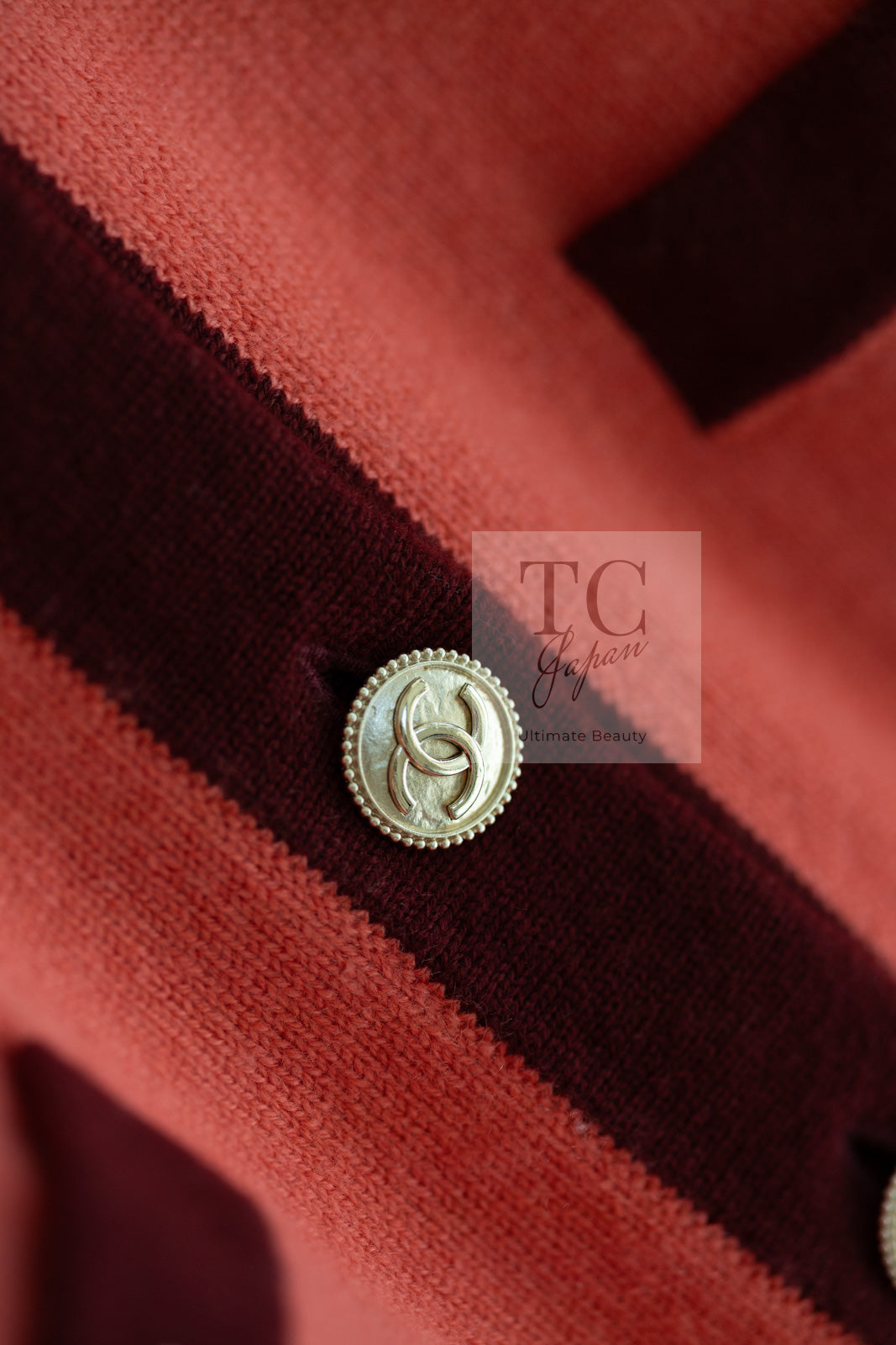 シャネル カーディガン CHANEL アプリコット プラム バイカラー ココ