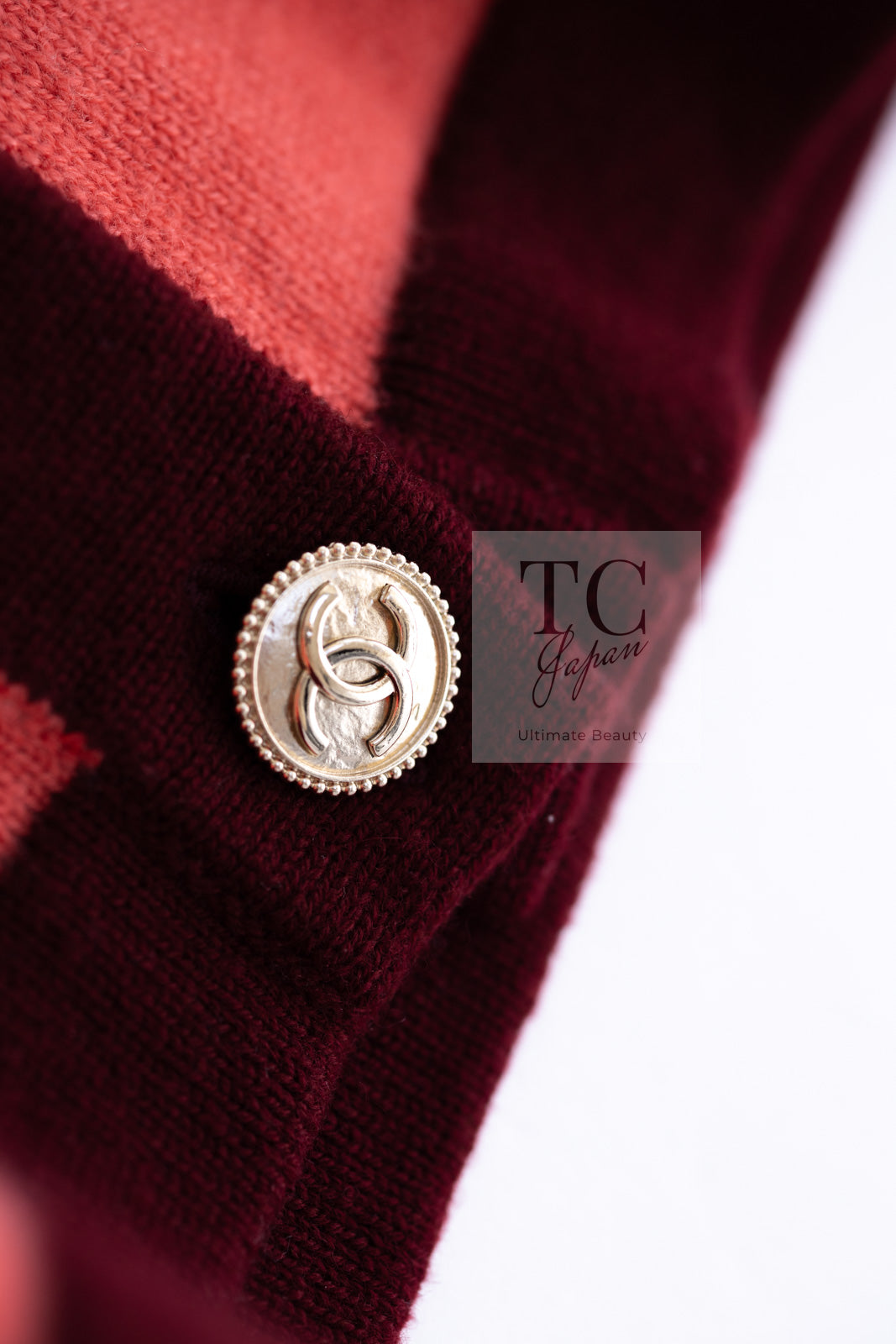 シャネル カーディガン CHANEL アプリコット プラム バイカラー ココ