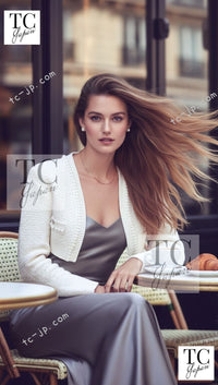 CHANEL 22S Ivory Cotton Knit Cardigan Kristen Stewart 34 36 シャネル アイボリー コットン ニット カーディガン 即発