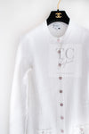 CHANEL 22PS White Cotton Lion Buttons Long Cardigan 36 シャネル ホワイト コットン ライオン ボタン ロング ニット カーディガン 即発