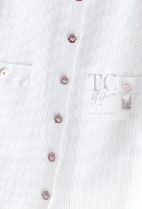 CHANEL 22PS White Cotton Lion Buttons Long Cardigan 36 シャネル ホワイト コットン ライオン ボタン ロング ニット カーディガン 即発