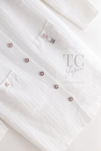 CHANEL 22PS White Cotton Lion Buttons Long Cardigan 36 シャネル ホワイト コットン ライオン ボタン ロング ニット カーディガン 即発