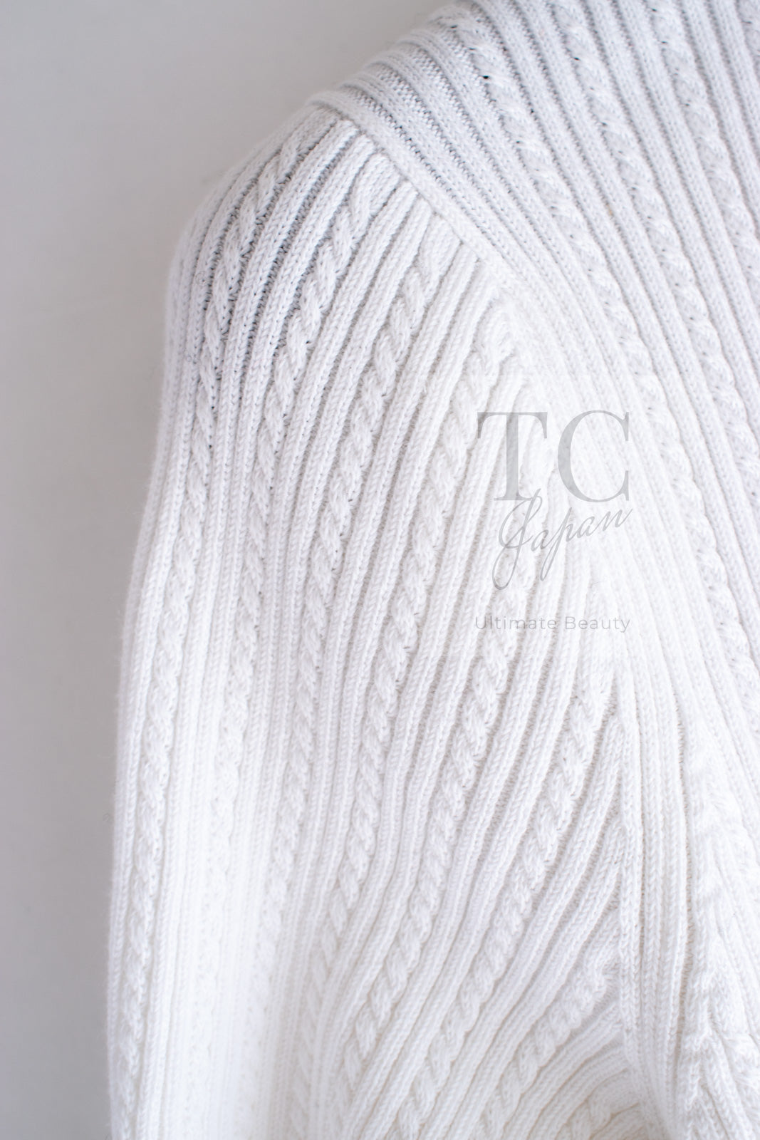 CHANEL 22PS White Cotton Lion Buttons Long Cardigan 36 シャネル ホワイト コットン ライオン ボタン ロング ニット カーディガン 即発