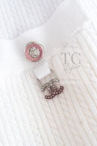 CHANEL 22PS White Cotton Lion Buttons Long Cardigan 36 シャネル ホワイト コットン ライオン ボタン ロング ニット カーディガン 即発